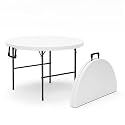 2 PACK of 3.5 Feet Circular Round Foldable Table with Built in Handle &amp; Steel Legs | Heavy Duty Portable | Perfect for Party, Dining, Wedding, Events, Picnic Indoor, Outdoor, Camping, Utility