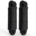 2 Pack 3/8" x 20' Dock Lines, Improved Nylon Boat Ropes, Black