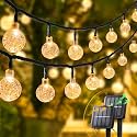 2-Pack 30 LED 20FT Solar String Lights Outdoor, Crystal Globe Lights with 8 Lighting Modes, Waterproof Solar Powered Patio Lights for Garden Yard Porch Wedding Party Decor (Warm White)