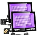 2 Pack 320W LED Black Light, Blacklight Flood Light with Plug &amp; Switch, IP66 Waterproof Outdoor Blacklight Floodlight for Halloween Fluorescent Poster Body Paint Neon Glow in The Dark Stage Lighting