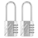 2 Pack 4 Digit Combination Lock 2.5 Inch Long Shackle Outdoor Waterproof Padlock for School Gym Locker, Fence, Hasp Gate, Case, Storage (Silver)