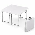 2 PACK of 4 Feet Foldable Table with Built in Handle & Steel Legs | 4 Foot Heavy Duty Portable | Perfect for Party, Dining, Wedding, Events, Picnic Indoor, Outdoor, Camping, Temporary