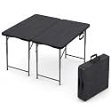 2 PACK of 4 Feet Foldable Table Adjustable Height with Built in Handle, Steel Legs | 4FT Heavy Duty Portable | Perfect for Party Dining Wedding Events Picnic Indoor Outdoor Camping Folding - 4 Foot