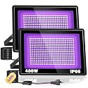 2 Pack 400W LED Black Light, Blacklight Flood Light with 10ft Plug &amp; Switch, IP66 Waterproof Outdoor Floodlight for Halloween Fluorescent Poster Body Paint Neon Glow in The Dark Stage Lighting