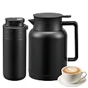JXXM 2 Pack 49oz Thermal Coffee Carafe and 15oz Insulated Water Bottle, Stainless Steel Vacuum Thermal Carafes and Water Bottle for Keeping Coffee, Tea, Water - Keep 12 Hours Hot, 24 Hours Cold