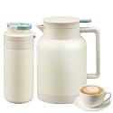 JXXM 2 Pack 49oz Thermal Coffee Carafe and 15oz Insulated Water Bottle, Stainless Steel Vacuum Thermal Carafes and Water Bottle for Keeping Coffee, Tea, Water - Keep 12 Hours Hot, 24 Hours Cold