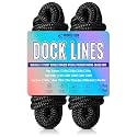 2 Pack 5/8" x 15' Dock Lines, Improved Nylon Boat Ropes, Black