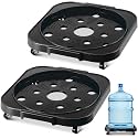 2 Pack 5 Gallon Water Bottle Caddy with 4 Rolling Wheels, Black