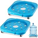 2 Pack 5 Gallon Water Bottle Caddy with 4 Rolling Wheels, Blue