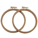 2 Pack 5 Inch Embroidery Hoop, Guofa 13CM Beech Wood Cross Stitch Hoops, Hanging Embroidery Frame Hoop for Decoration