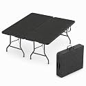 2 PACK of 6 Feet Foldable Table with Built in Handle &amp; Steel Legs | 6FT Heavy Duty Folding Portable | Perfect for Party, Dining, Wedding, Events, Picnic Indoor Outdoor Camping Utility Folding - 6 Foot
