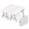 2 Pack of 6 Feet Foldable Table with Built in Handle &amp; Steel Legs | 6FT Heavy Duty Folding Portable | Perfect for Party, Dining, Wedding, Events, Picnic Indoor, Outdoor Camping Folding - 6 Foot