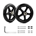 2 Pack 6 Inch Rubber Wheelchair Wheels Replacement for Walkers, Rollators, Wheelchairs,Durable Anti-Slip ABS Wheel Hub- Universal Aid Wheels for Adults, Seniors, Black