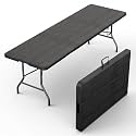 2 PACK of 8 Feet Foldable Table with Built in Handle &amp; Steel Legs | 8 FT Heavy Duty Portable | Perfect for Party, Dining, Wedding, Events, Picnic Indoor, Outdoor, Camping, Temporary - 8 Foot