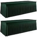 2 Pack 8FT Hunter Green Spandex Tablecloths with Table Skirts, Fitted Stretch Table Covers for 8 Foot Rectangle Tables, Wrinkle Resistant for Wedding, Party, Banquet, Birthday &amp; Events