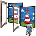 2 Pack 9x12 Front-Opening Kids Artwork Frames Changeable (Walnut)