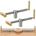 2-pack Adjustable Bench Dog Clamp 3/4" Dog Hole Clamp Heavy Duty Adjustable Workbench Stop with Brass Handle Non-marring Brass Pad for Woodworking Jig Making Surface & Bar Clamping