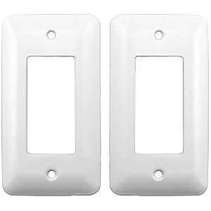 2 pack airmont products ap-12071 white metal decorative wall plate princess style 1 gang 534 x 27534 unbreakable smooth white painted metal impact resistant matching screws included