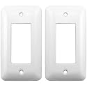 (2 Pack) Airmont Products AP-12071, White Metal Decorative Wall Plate, Princess Style 1 Gang, 5" x 2.75" Unbreakable, Smooth White Painted Metal, Impact Resistant, Matching Screws Included