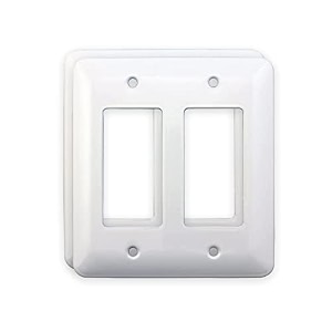 2 pack airmont products ap-12072 white metal decorative wall plate princess style 2 gang 534 x 4634 unbreakable smooth white painted metal impact resistant matching screws included