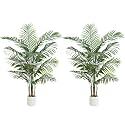2 Pack Artificial Palm Tree Indoor Plant 5FT Tall Fake Tropical Palm Tree in Pot, Real Bark Design Faux Areca Palm Tree for Home Office Living Room Bedroom Farmhouse Modern Outdoor Topiary Tree