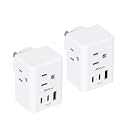 2 Pack Australia Plug Adapter, US to New Zealand Travel Plug, Type I Power Plug Adapter 3 Outlets 3 USB Ports, AU Argentina Travel Essentials