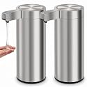 2 Pack Automatic Hand Soap Dispenser, Rechargeable, Stainless Steel