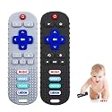 2-Pack Baby Remote Control Teether Toy for Babies 0-18 Months Silicone Infant Teething Toys Boys Girls Infants Teething Toys (Black + Gray)
