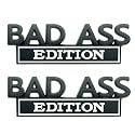 2 Pack Bad Ass Edition Emblem 3D Metal Badass Badge Sticker Decal with 3M Tape Replacement for Cars, Trucks, Motorcycles, Boats & Laptops (Black White)