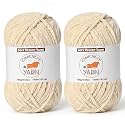 2 Pack Beige Fluffy Velvet Yarn for Crocheting,Chunky Chenille Baby Blanket Yarn for Crochet,Soft Fuzzy Puzzle Yarn for Knitting,(100g/3.53oz Each) Bulky Thick Amigurumi Crochet Yarns