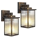 2 Pack Black Brush Gold Porch Light, Waterproof Outdoor Wall Light