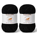 2 Pack Black Fluffy Velvet Yarn for Crocheting,Chunky Chenille Baby Blanket Yarn for Crochet,Soft Fuzzy Puzzle Yarn for Knitting,(100g/3.53oz Each) Bulky Thick Amigurumi Crochet Yarns
