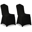 2 Pack Black Stretch Polyester Spandex Chair Covers Universal Washable Removable Chair Slipcovers Protector for Wedding Banquet Events Party Dining Decoration