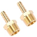 2 Pack Brass Hose Fitting, Adapter,5/16" Barb x 1/2" NPT Male Pipe