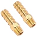 2 Pack Brass Hose Fitting, Adapter, 3/8" Barb x 1/8" NPT Male Pipe