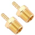 2 Pack Brass Hose Fitting, Adapter, 1/8" Barb x 1/4" NPT Male Pipe