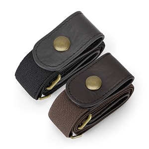 whippy 2 pack buckle free comfortable elastic belt for wmen or men buckle-less no bulge no hassle invisible beltsblack