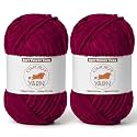2 Pack Burgundy Fluffy Velvet Yarn for Crocheting,Chunky Chenille Baby Blanket Yarn for Crochet,Soft Fuzzy Puzzle Yarn for Knitting,(100g/3.53oz Each) Bulky Thick Amigurumi Crochet Yarns