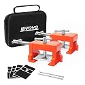 2 Pack Cabinet Clamps with Protective Case & Drill Bit - Heavy Duty Face Frame Clamps for Woodworking, Cabinetry, DIY - Orange Alignment Claw Clamp (Includes Extended Drill Bit)
