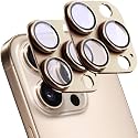 2 Pack Camera Lens Protector for iPhone 14 Pro/14 Pro Max,[Not Easy to Breakn ] AR Tempered Glass Strong Adsorption Metal Camera Cover Screen-Gold