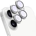 2 Pack Camera Lens Protector for iPhone 16/16 Plus,[Not Easy to Breakn ] AR Tempered Glass Strong Adsorption Metal Camera Cover Screen-Silvery