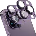 2 Pack Camera Lens Protector for iPhone 14 Pro/14 Pro Max,[Not Easy to Breakn ] AR Tempered Glass Strong Adsorption Metal Camera Cover Screen-Dark purple