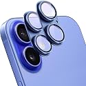2 Pack Camera Lens Protector for iPhone 16/16 Plus,[Not Easy to Breakn ] AR Tempered Glass Strong Adsorption Metal Camera Cover Screen-Azure