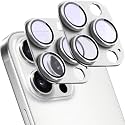 2 Pack Camera Lens Protector for iPhone 15 Pro/15 Pro Max,[Not Easy to Breakn ] AR Tempered Glass Strong Adsorption Metal Camera Cover Screen-Silvery