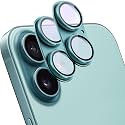 2 Pack Camera Lens Protector for iPhone 16/16 Plus,[Not Easy to Breakn ] AR Tempered Glass Strong Adsorption Metal Camera Cover Screen-Cyan