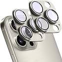 2 Pack Camera Lens Protector for iPhone 16 Pro/16 Pro Max,[Not Easy to Breakn ] AR Tempered Glass Strong Adsorption Metal Camera Cover Screen-Titanium Grey
