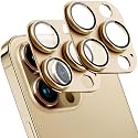 2 Pack Camera Lens Protector for iPhone 13 Pro/13 Pro Max,[Not Easy to Breakn ] AR Tempered Glass Strong Adsorption Metal Camera Cover Screen-Gold
