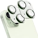 2 Pack Camera Lens Protector for iPhone 15/15 Plus,[Not Easy to Breakn ] AR Tempered Glass Strong Adsorption Metal Camera Cover Screen-Light Green