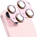 2 Pack Camera Lens Protector for iPhone 15/15 Plus,[Not Easy to Breakn ] AR Tempered Glass Strong Adsorption Metal Camera Cover Screen-Pink