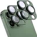 2 Pack Camera Lens Protector for iPhone 13 Pro/13 Pro Max,[Not Easy to Breakn ] AR Tempered Glass Strong Adsorption Metal Camera Cover Screen-Dark green